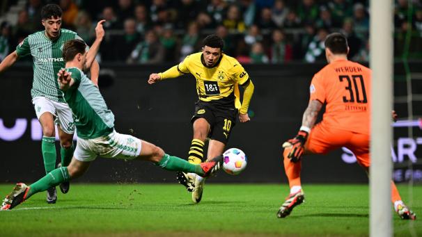 <p>Jadon Sancho erzielt nach seiner Rückkehr aus England seinen ersten Treffer für die Borussia.</p>