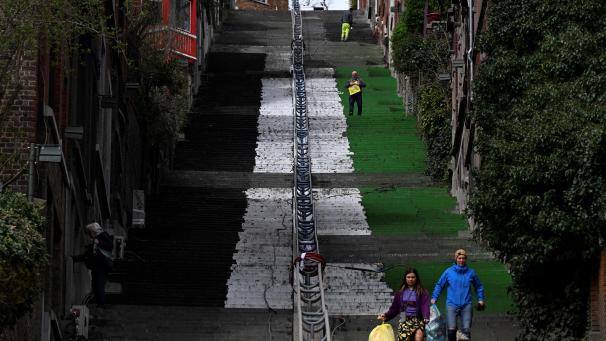 <p>In Lüttich hatten pro-palästinensische Aktivisten die Treppen von Bueren besprüht.</p>