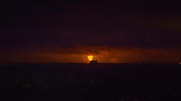 <p>Massiver russischer Raketenangriff auf die ukrainische Infrastruktur mit Kinscha-Raketen am Morgen des 24. März 2024 in der Region Lwiw.</p>