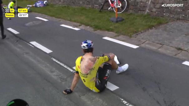 <p>Van Aert stürzte am Mittwoch schwer.</p>