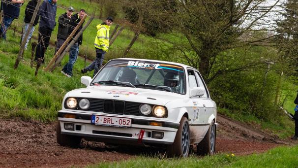 <p>Die ostbelgische Mannschaft Adams-Adams (BMW) bei der Osterrallye in Zerf (D).</p>