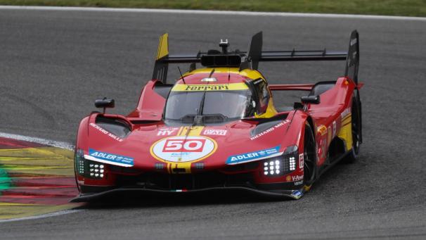 <p>Der Ferrari von Antonio Fuoco geht in Spa-Francorchamps von der Pole-Position ins Rennen.</p>