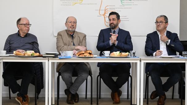 <p>Stellten am Mittwoch die angestrebte Fusion von vier Sozialbetrieben aus dem CAB-Kosmos vor: Von links nach rechts: Guido Reuter, Bernd Despineux, Antonios Antoniadis und Patrick Meyer.</p>