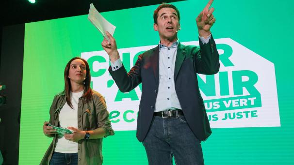 <p>Die Co-Vorsitzenden von Ecolo, Rajae Maouane und Jean-Marc Nollet.</p>