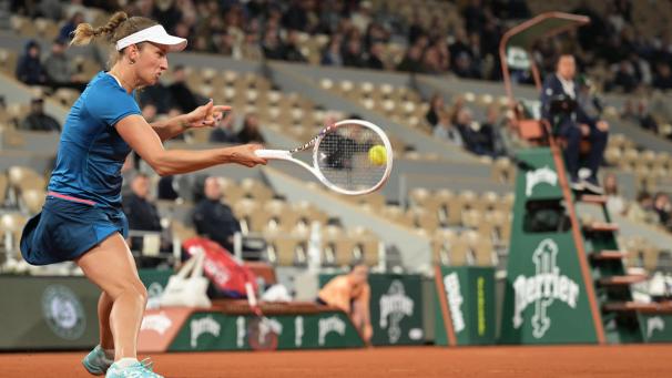 <p>Elise Mertens in Paris in Aktion</p>