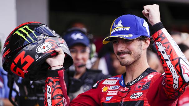 <p>Francesco Bagnaia feiert seinen Sieg in Mugello.</p>