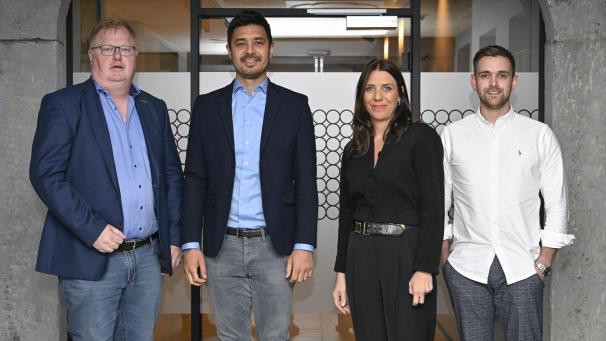 <p>Die deutschsprachigen Kandidaten für Namur, die an der GrenzEcho-Debatte teilgenommen haben: Freddy Mockel (Ecolo), Cliff Wirajendi (CSP/Les Engagés), Christine Mauel (PFF/MR) und Patrick Spies (SP/PS, von links)</p>