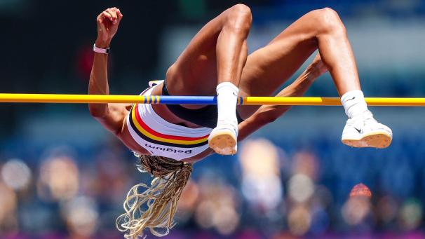 <p>Nicht zu schlagen: Nafi Thiam dominiert den Hochsprung klar und führt nach zwei Disziplinen den Siebenkampf an.</p>