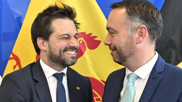 <p>Vielen Parteien Stimmen abgeknöpft: Georges-Louis Bouchez (MR, l.) und Maxime Prévot (Les Engagés)</p>