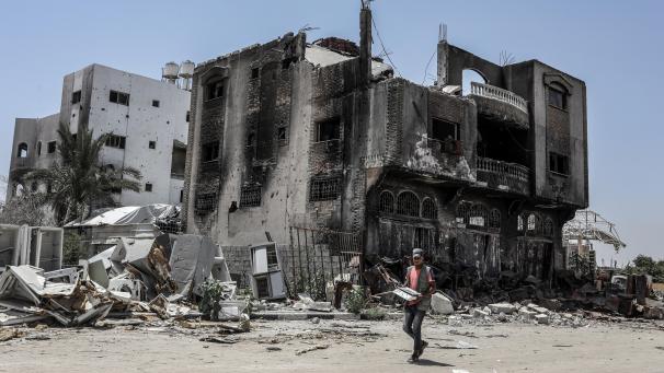 <p>Ein zerstörtes Gebäude in Chan Junis.</p>
