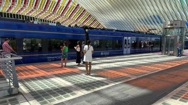 <p>Der Dreiländerzug präsentiert sich in schickem Blau.</p>