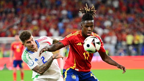 <p>Überflieger: Nico Williams (rechts) und Spanien sind heißer Kandidat auf den Titelgewinn. Gegen Georgien ist im Achtelfinale ein Sieg Pflicht.</p>