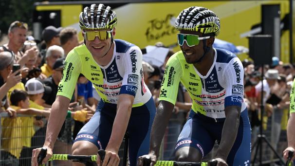 <p>Laurenz Rex (l.) startete am Samstag zum ersten Mal bei der Tour de France.</p>