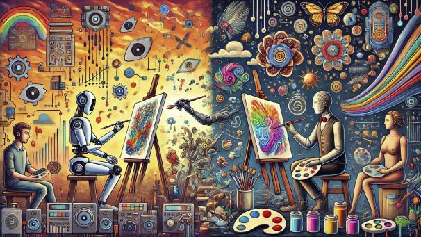 <p>An_illustration_showing_the_contrast_between_AI_an</p>