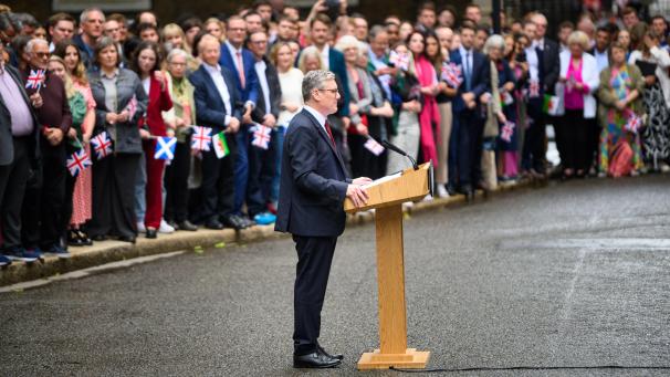 <p>Der neue britische Premier Keir Starmer am Freitag in London.</p>