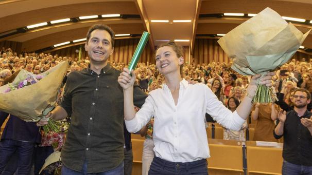 <p>Samuel Cogolati und Marie Lecocq sind die neue Doppelspitze der frankofonen Grünen von Ecolo.</p>