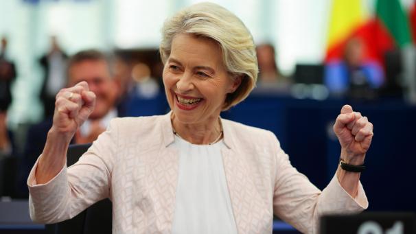 <p>Von der Leyen erhielt 401 der möglichen 719 Stimmen.</p>