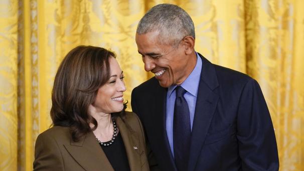 <p>Kamala Harris, Vizepräsidentin der USA, und Barack Obama</p>