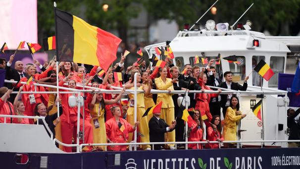 <p>Die belgische Delegation bei der Eröffnungsfeier in Paris.</p>