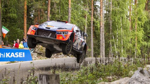<p>Thierry Neuville (Hyundai) beim Shakedown am Donnerstag in Finnland</p>