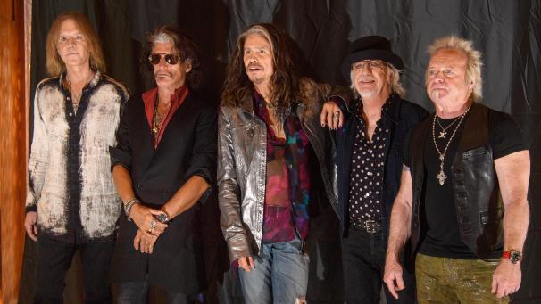 <p>Tom Hamilton (l-r), Joe Perry, Steven Tyler, Brad Whitford, und Joey Kramer von der amerikanischen Rockband Aerosmith</p>