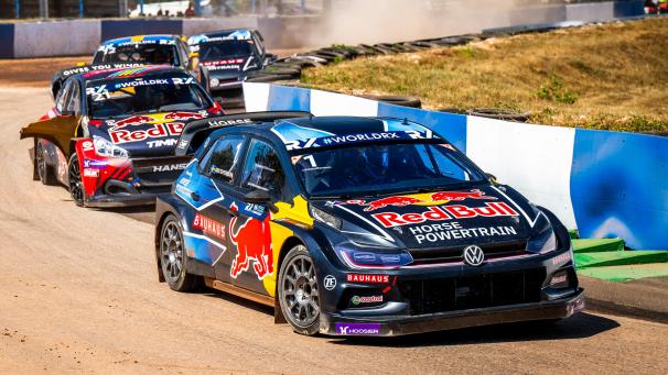 <p>Der sechsmalige WRX-Champion Johan Kristoffersson (VW/#1) ist auch in Mettet der Favorit.</p>