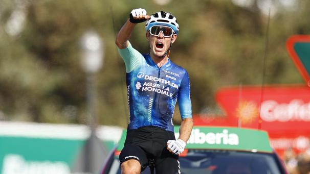 <p>Souveräner Sieger: Ben O'Connor fährt der Konkurrenz auf der sechsten Vuelta-Etappe davon.</p>
