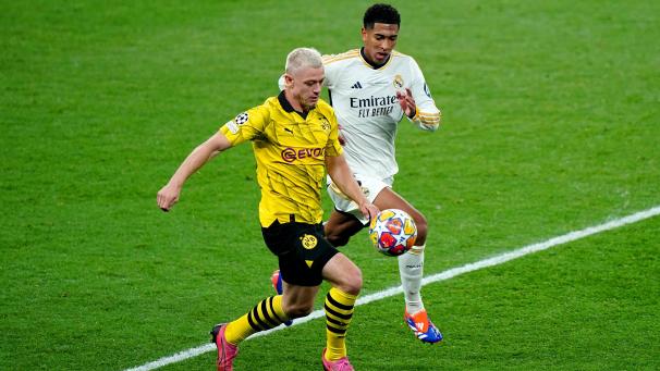 <p>Real Madrid setzte sich im Mai gegen Dortmund zum 15. Mal die Krone auf (hier Julian Ryerson und Jude Bellingham im Laufduell).</p>