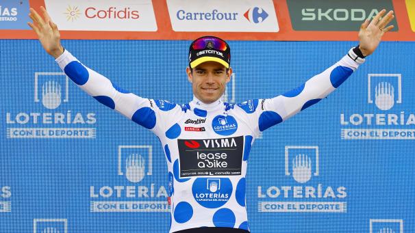 <p>Wout van Aert fuhr am Freitag ins Bergtrikot der Vuelta.</p>