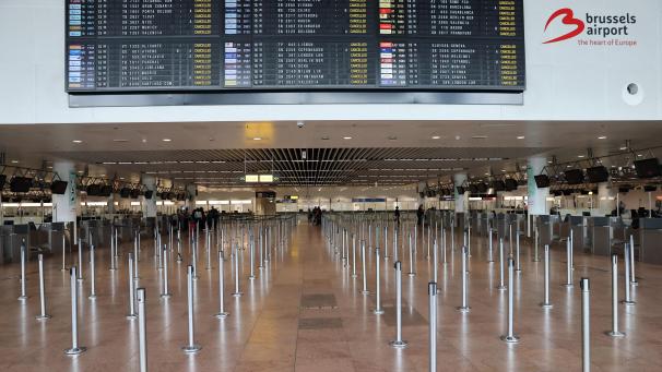<p>Leere Abflughalle in Zaventem</p>
