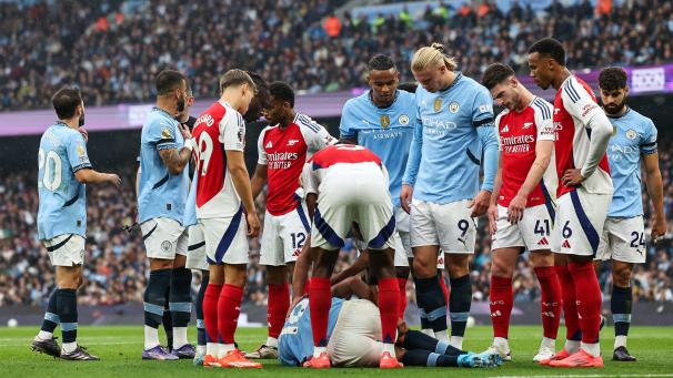 <p>Rodri verletzte sich beim Spitzenspiel gegen den FC Arsenal schwer am Knie.</p>