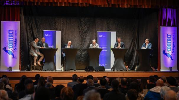 <p>Die vier Spitzenkandidaten präsentierten am Dienstagabend ihre Vision der Gemeinde Kelmis.</p>