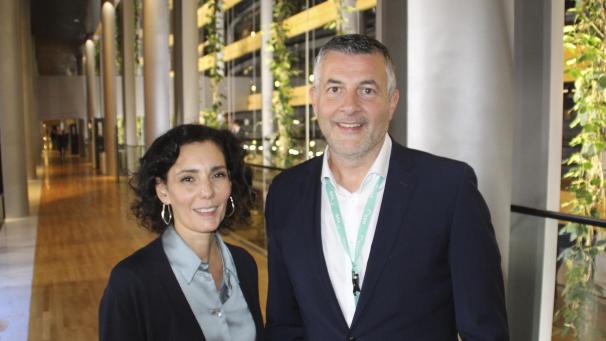 <p>Die designierte belgische EU-Kommissarin und aktuelle Außenministerin Hadja Lahbib (MR) mit Pascal Arimont (CSP-EVP)</p>