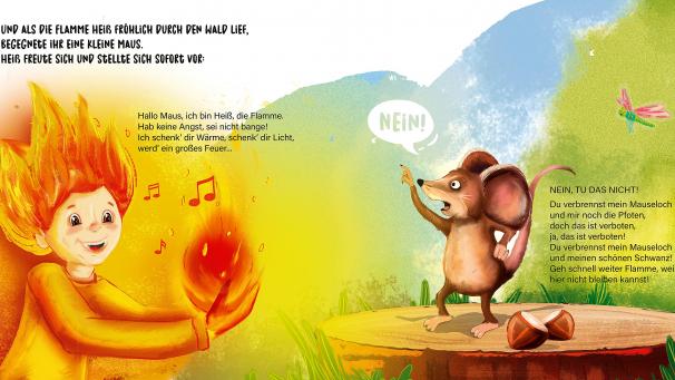 <p>„Die Flamme Heiß“ richtet sich an Kinder ab drei Jahren. Die Geschichte ist in kräftigen Farben und mit ausdrucksstarken Figuren illustriert.</p>