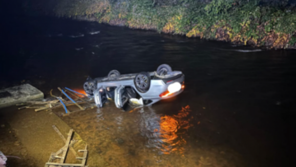 <p>Die drei Insassen des Fahrzeugs wurden von der Feuerwehr gerettet.</p>