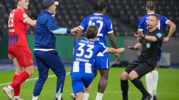 <p>Unter anderem zwischen Heidenheim und Hertha BSC stand der Schiedsrichter (hier Robert Kampka) in den vergangenen Tagen im DFB-Pokal im Fokus.</p>