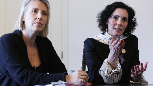 <p>Verteidigungsministerin Ludivine Dedonder (PS) und Außenministerin Hadja Lahbib (MR)</p>