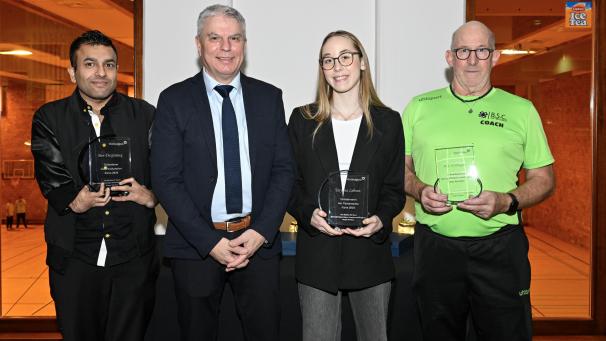 <p>Ben Despineux, Sportminister Gregor Freches, Tatyana Lebrun und Alex Langer (v. l.)</p>