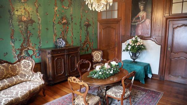 <p>Eines der prachtvollen Zimmer im Haus Villers</p>