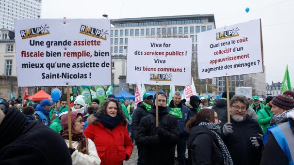 <p>Protest in Brüssel gegen die Arizona-Pläne</p>