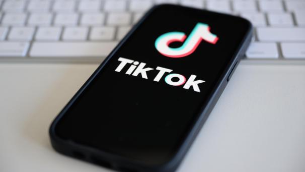 <p>Auf einem Smartphone wird das Logo der Kurzvideo-Plattform Tiktok angezeigt.</p>