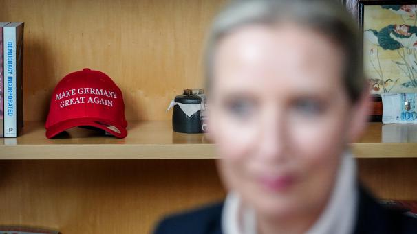 <p>Alice Weidel, Parteivorsitzende und Kanzlerkandidatin der AfD, in ihrem Büro</p>