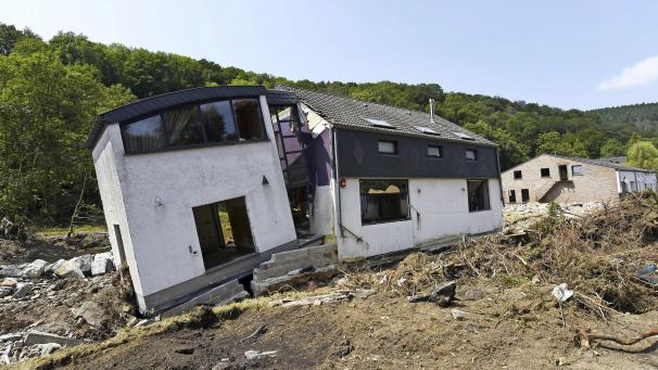 <p>Pepinster im Wesertal nach dem Hochwasser von 2021. Das historische Hochwasser verursachte enorme Schäden, die bis heute nachwirken.</p>