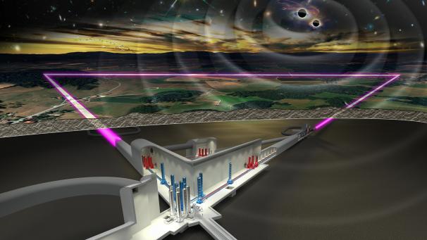 <p>Mit drei jeweils zehn Kilometer langen Armen soll das Einstein-Teleskop selbst kleinste Wellen wahrnehmen.</p>
