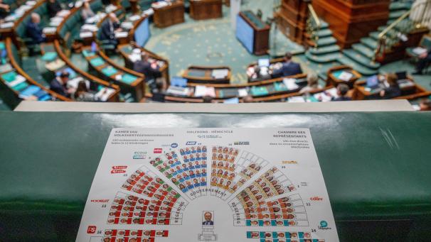 <p>Ein Blick auf die aktuelle Zusammensetzung der föderalen Abgeordnetenkammer. Foto: belga</p>