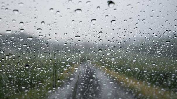 <p>Regentropfen laufen über eine Windschutzscheibe: Das Königliche Meteorologische Institut Belgiens (KMI) hat eine Unwetterwarnung herausgegeben.</p>