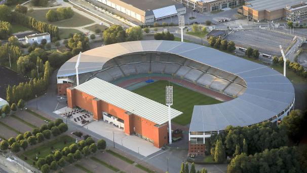 <p>Luftaufnahme des König-Baudouin-Stadions, das als ständige Heimspielstätte der Roten Teufel umstritten ist.</p>