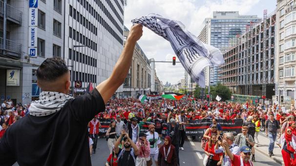 <p>Nationale Demonstration in Brüssel für einen dauerhaften Waffenstillstand in Gaza</p>