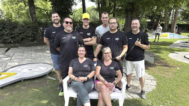 <p>Die belgischen Minigolfmeister vom GSP Malonne I</p>