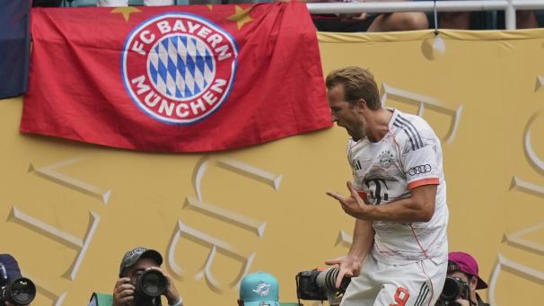 <p>Bayerns Harry Kane jubelt nach seinem Treffer zum 0:2 beim Achtelfinal-Spiel am 29. Juni gegen Flamengo Rio de Janeiro.</p>